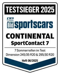 AUTO BILD sportscars Testsieger 2025, 7 Sommerreifen im Test, Heft 06/2025